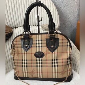 Burberry Checkered Tan and Black Satchel